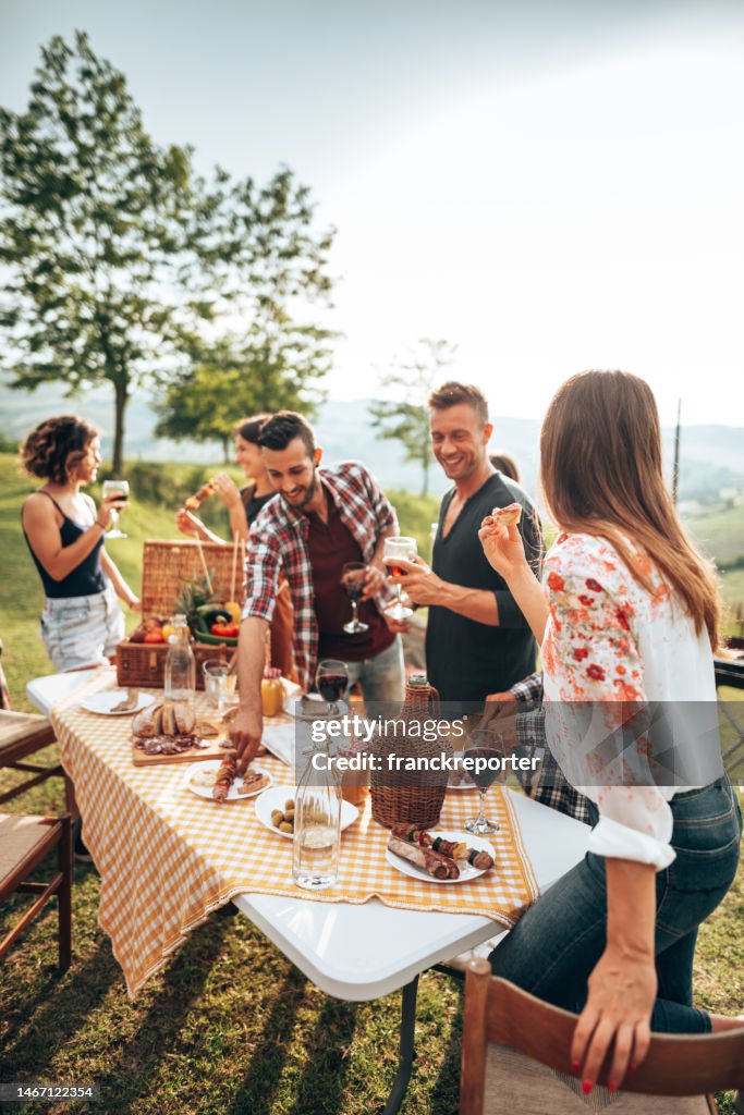 Friends toasting together for the bbq