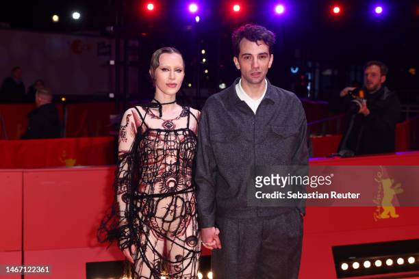 Rebecca-Jo Dunham and Jay Baruchel attend the "BlackBerry" premiere during the 73rd Berlinale International Film Festival Berlin at Berlinale Palast...