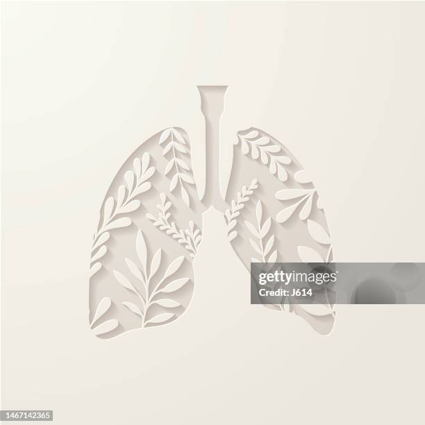 lungs filled with leaves cut out - art from the shadows stock illustrations