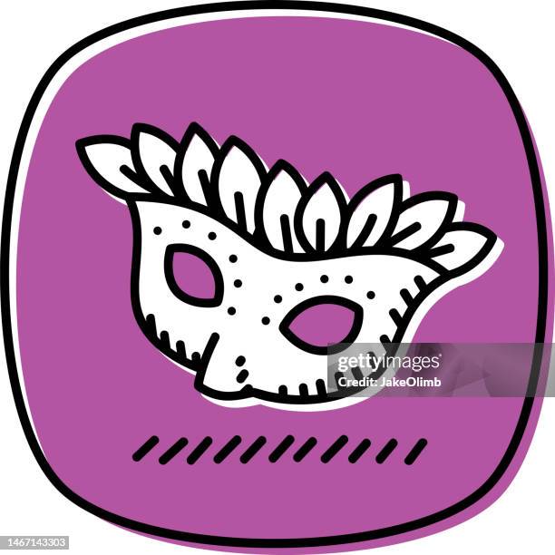 mardi gras mask doodle 2 - costume jewellery stock illustrations