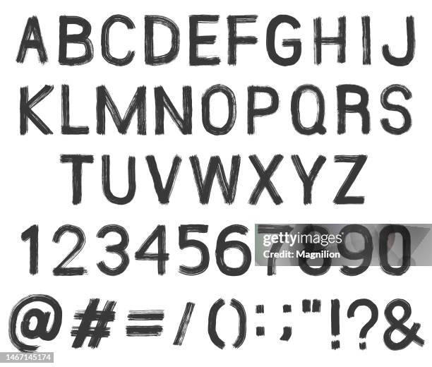 bildbanksillustrationer, clip art samt tecknat material och ikoner med alphabet brush font - alfabet