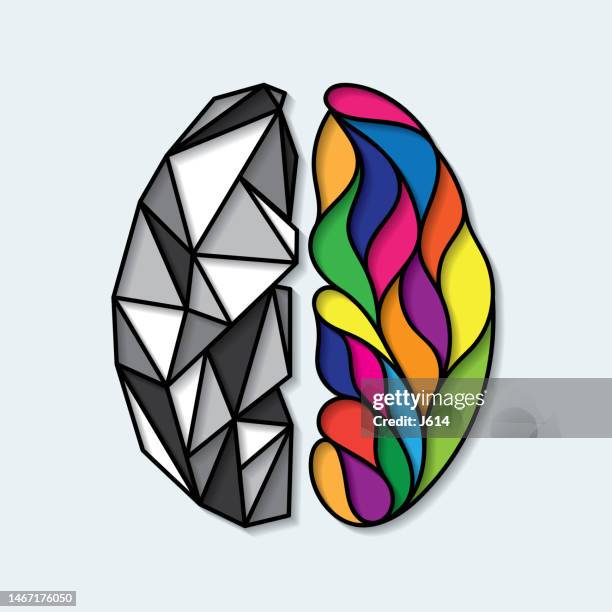 colorful abstract human brain - right cerebral hemisphere stock illustrations