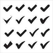 Checkmark icon, approval symbol, signs, vector illustration