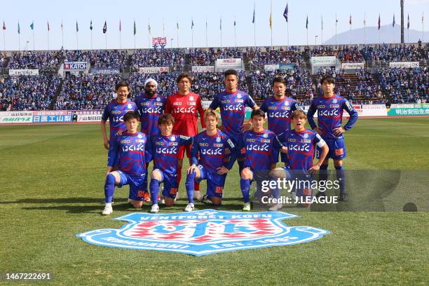 Ventforet Kofu players line up for the team photos prior to the J.LEAGUE Meiji Yasuda J2 1st Sec. Match between Ventforet Kofu and Montedio Yamagata...