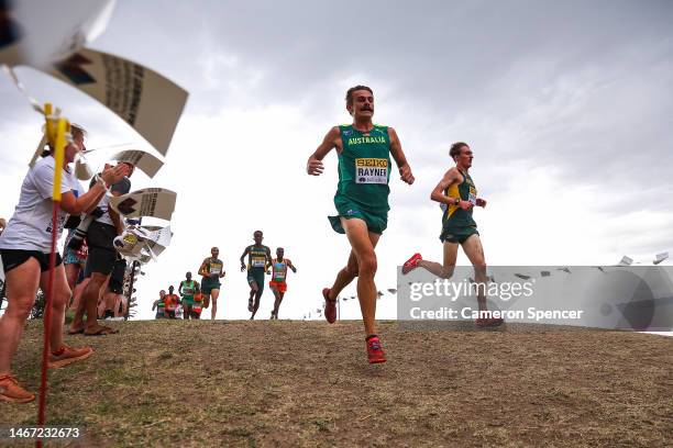 Jack Rayner of Team Australia competes in the Men's Senior race during the 2023 World Cross Country Championships at Mount Panorama on February 18,...
