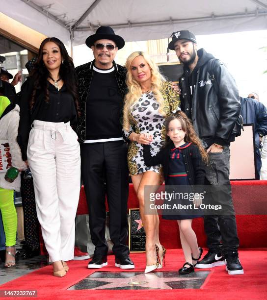 Ice-T with daughter LaTesha Marrow, wife Coco Austin, daughter Chanel Marrow and son Tracy Morrow Jr. Honored With Star On The Hollywood Walk Of Fame...
