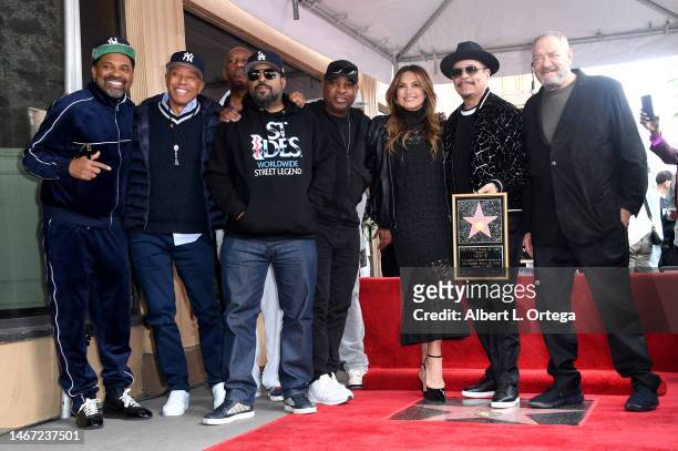 Omar Epps, Russell Simmons, Ice Cube, Chuck D, Mariska Hargitay and Dick Wolf at the ceremony to honor Ice-T with a star on the Hollywood Walk of...