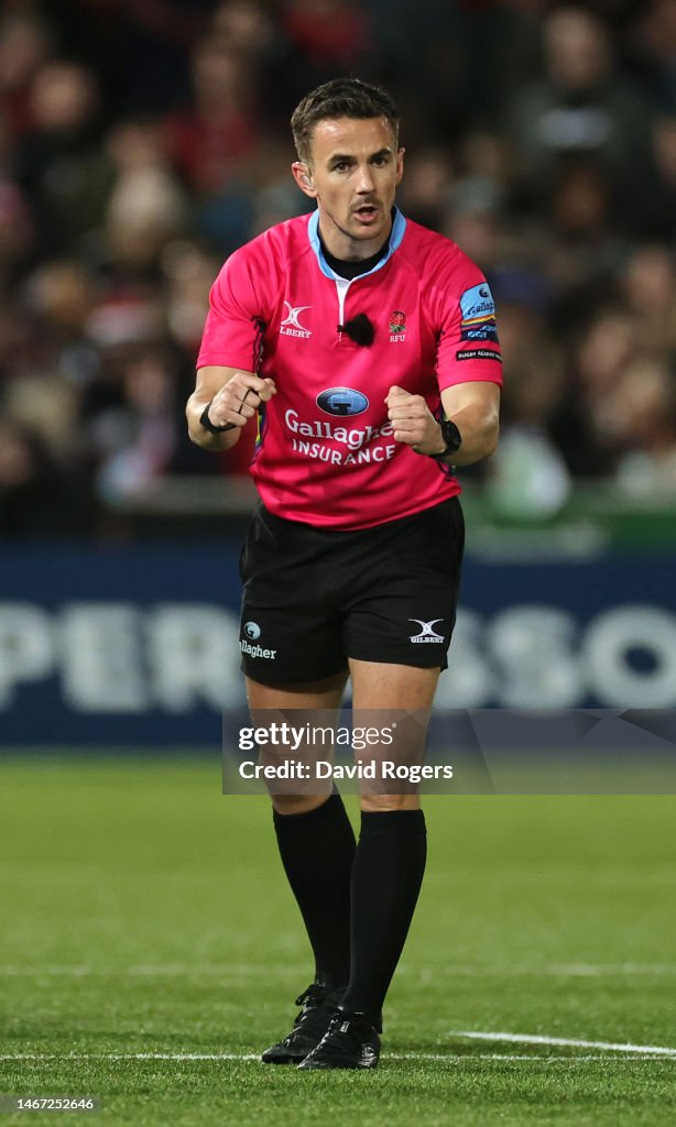 Luke Rees Referee Luke Pearce, the referee, looks on during the Gallagher Premiership ...