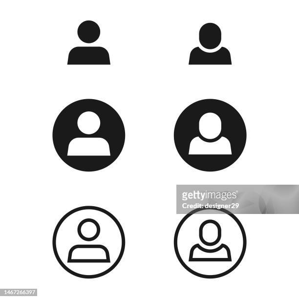 user profile avatar icon set. profile avatar for social media vector design on white background. - unrecognizable person stock illustrations