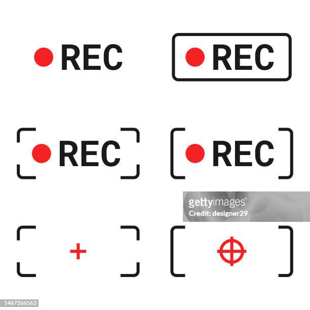 recording or rec icon set. - photography logo stock illustrations