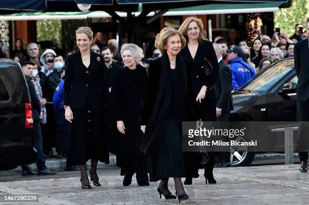 Queen Sofia of Spain, Princess Christina of Spain and Princess Irene of Spain attend 40-day Memorial Service of HM King Constantine II of Greece...