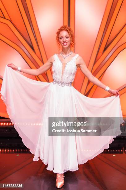 Anna Ermakova attends the "Let's Dance - Wer Tanzt Mit Wem? Die Grosse Kennenlernshow" at MMC Studios on February 17, 2023 in Cologne, Germany.