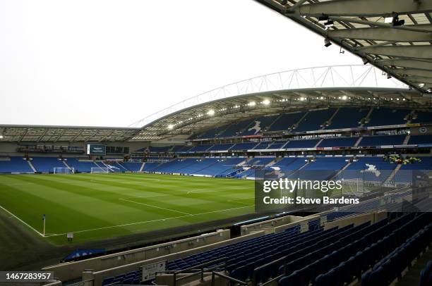 General view inside the stadium prior to the Premier League match between Brighton & Hove Albion and Fulham FC at American Express Community Stadium...