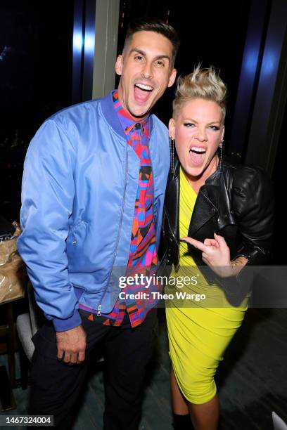 Cody Rigsby and P!nk attend the P!NK 'TRUSTFALL' Album Release Party at The Edge at Hudson Yards on February 17, 2023 in New York City.