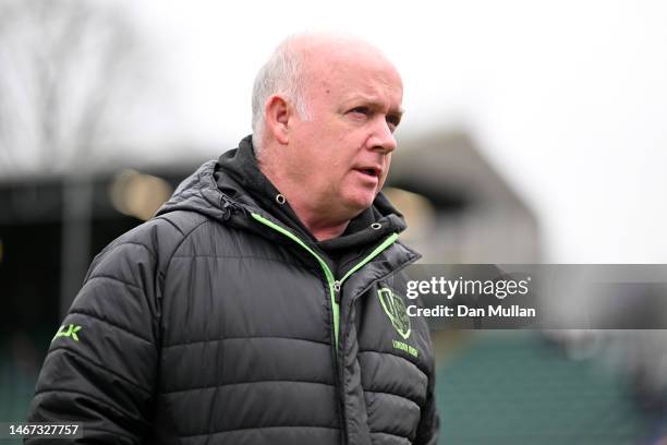 Declan Kidney, Director of Rugby of London Irish looks on prior to the Gallagher Premiership Rugby match between Bath Rugby and London Irish at...