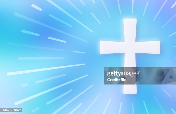 christian religious cross light beam background - jesus is alive stock illustrations