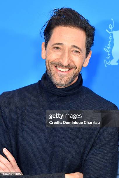 Adrien Brody attends the "Manodrome" photocall during the 73rd Berlinale International Film Festival Berlin at Grand Hyatt Hotel on February 18, 2023...