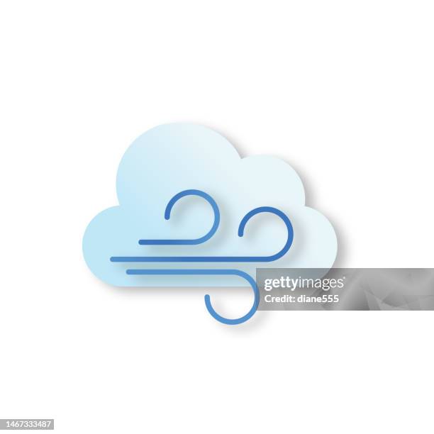 papierschnitt buntes wettersymbol auf einem transparenten hintergrund - blowing stock-grafiken, -clipart, -cartoons und -symbole