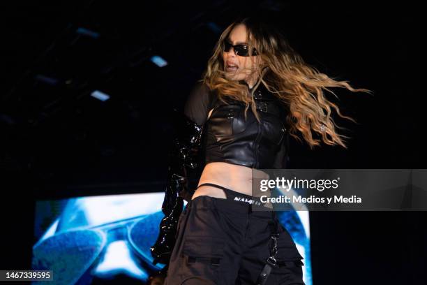 Belinda singer performing during the opening of the Mexico City fair at Parque Bicentenario on February 17, 2023 in Mexico City, Mexico.