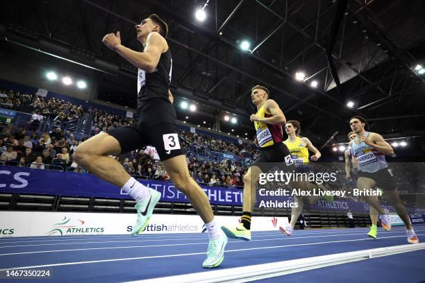 Henry Fisher and Ben Claridge of Great Britain compete in the Men's 800m heats during day one of the UK Athletics Indoor Championships at Utilita...