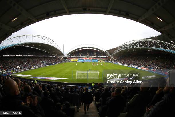 General view of play during the Sky Bet Championship between Huddersfield Town and Birmingham City at John Smith's Stadium on February 18, 2023 in...