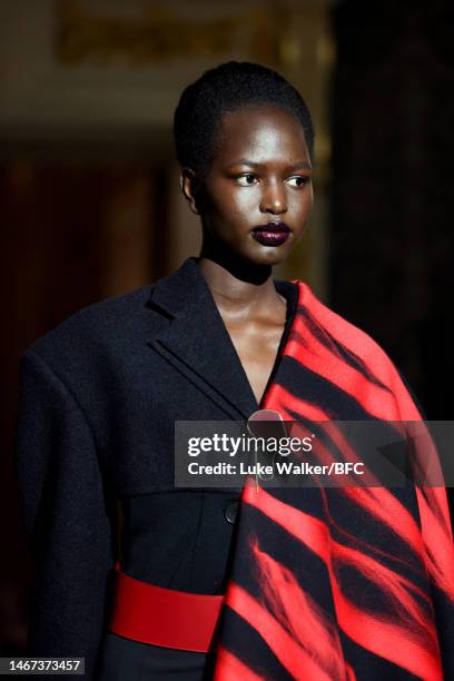 Model walks the runway at the Roksanda show during London Fashion Week February 2023 on February 18, 2023 in London, England.