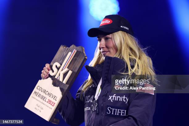 Silver medalist Mikaela Shiffrin of United States poses for a photo during the medal ceremony for Women's Slalom at the FIS Alpine World Ski...