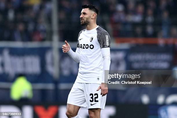 Vincenzo Grifo of Freiburg reacts during the Bundesliga match between VfL Bochum 1848 and Sport-Club Freiburg at Vonovia Ruhrstadion on February 18,...