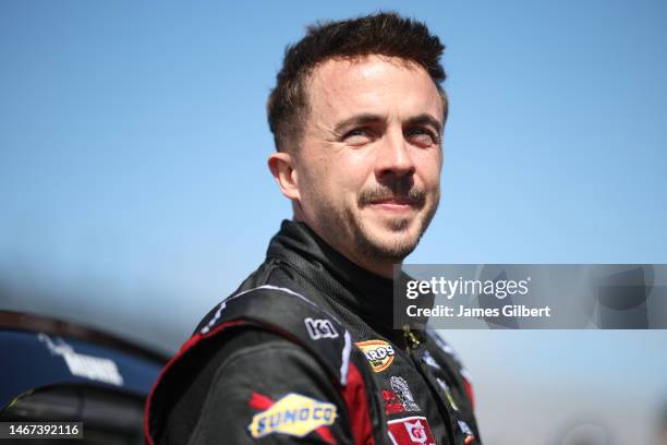 Frankie Muniz, driver of the Hair Club Ford, waits on the grid prior to the ARCA Menards Series BRANDT 200 Supporting Florida FFA at Daytona...