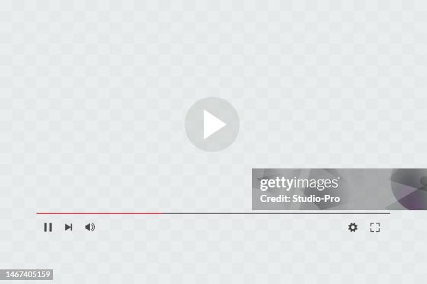 stockillustraties, clipart, cartoons en iconen met video player sign interface template with grey transparent screen mockup - touchscreen