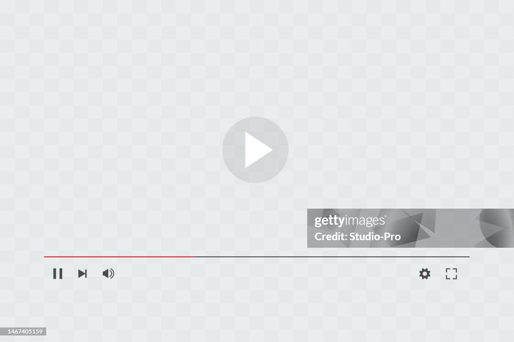 Video player sign interface template with grey transparent screen mockup
