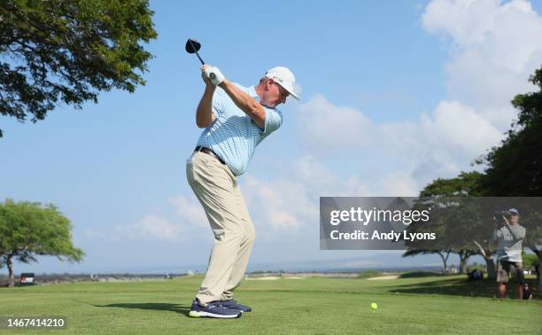 Ernie Els on the 10th hole during the first round of the Mitsubishi Electric Championship at Hualalai at Hualalai Golf Club on January 19, 2023 in...