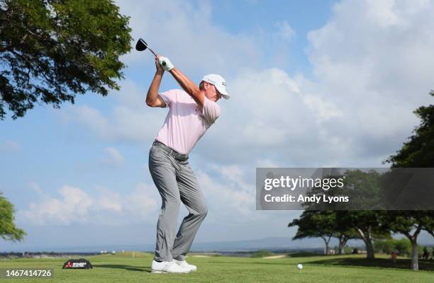 Steve Stricker on the 10th hole during the first round of the Mitsubishi Electric Championship at Hualalai at Hualalai Golf Club on January 19, 2023...