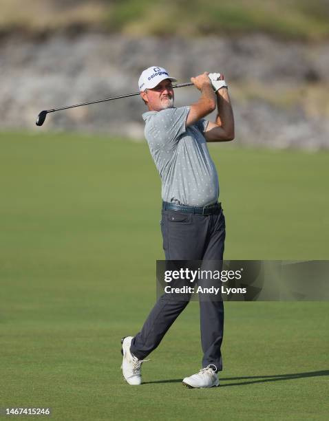 Jerry Kelly on the 14th hole during the first round of the Mitsubishi Electric Championship at Hualalai at Hualalai Golf Club on January 19, 2023 in...