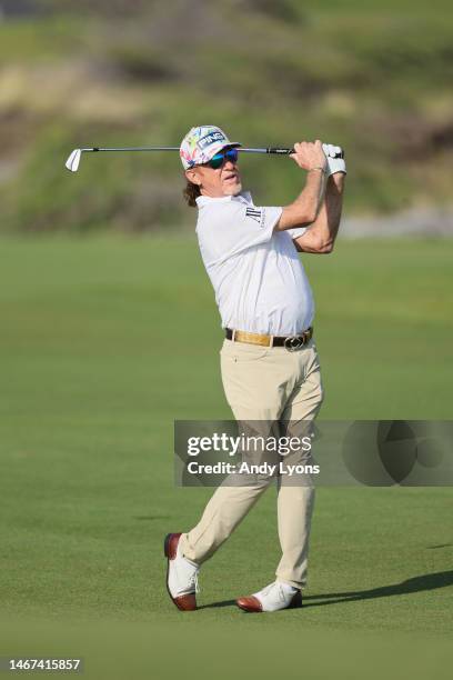 Miguel Angel Jimenez on the 14th hole during the first round of the Mitsubishi Electric Championship at Hualalai at Hualalai Golf Club on January 19,...