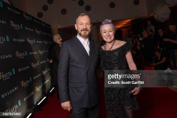 Lee Sandales and guest attend the EE BAFTA Film Awards 2023 Nominees Party, supported by Bulgari, at The National Gallery on February 18, 2023 in...