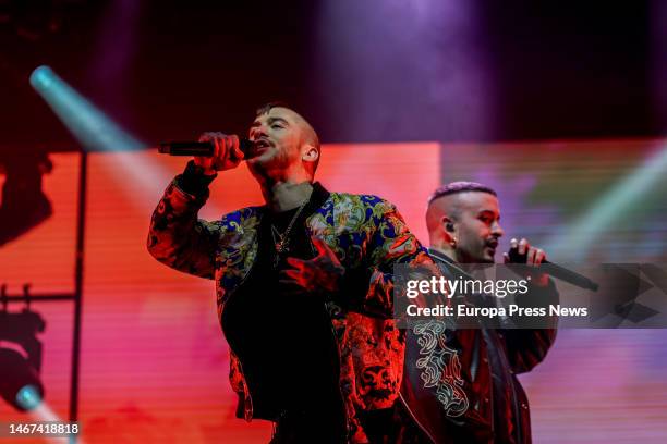 Rappers Natos y Waor during their performance at the Wizink Center, on February 18 in Madrid . The rappers from Madrid already have eight albums, all...