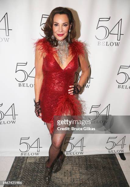 Luann de Lesseps poses backstage at "Valentine's Day Weekend with The Countess Show" at 54 Below on February 18, 2023 in New York City.