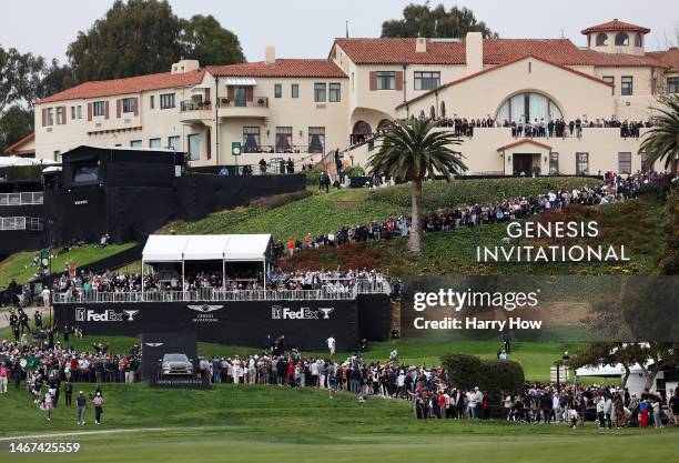 General view of the clubhouse with the tenth tee during the third round of the The Genesis Invitational at Riviera Country Club on February 18, 2023...