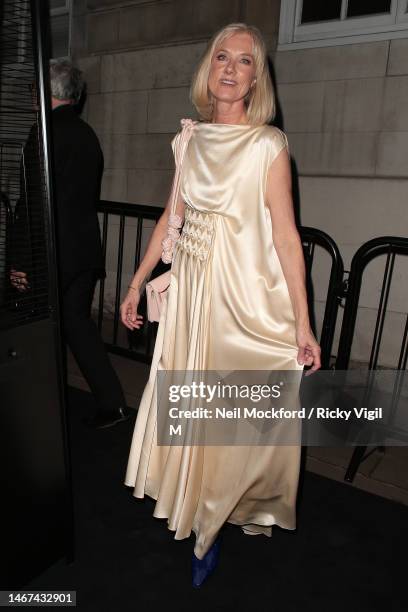 Joely Richardson seen attending The Charles Finch & Chanel Pre-BAFTAs Dinner at No 5 Hertford Street on February 18, 2023 in London, England.