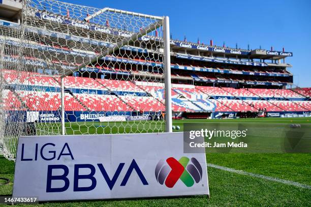 General view of the Estadio Alfonso Lastras with the Liga BBVA sign prior to the 8th round match between Atletico San Luis and Santos Laguna as part...