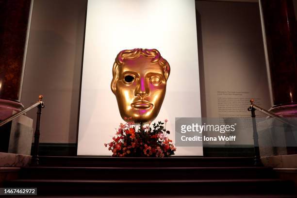 General view of the BAFTA mask ahead of the BAFTA Film Awards 2023 Nominees Party supported by Bulgari, at The National Gallery on February 18, 2023...