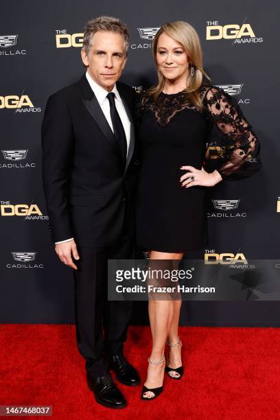 Ben Stiller and Christine Taylor attend the 75th Directors Guild of America Awards at The Beverly Hilton on February 18, 2023 in Beverly Hills,...
