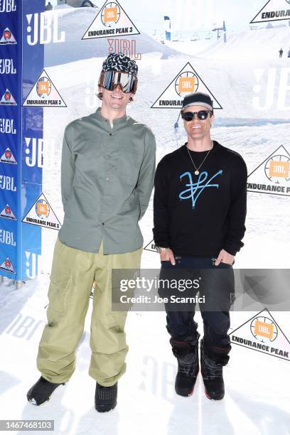 Justin Leveille a.k.a. Stan and Louie Vito at JBL Peaks on Peaks, a snowboarding-meets-hoops-inspired capsule collection event celebrating the JBL...