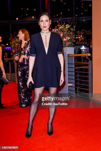 Greek actress Aggeliki Papoulia attends the She Came to Me premiere and Opening Ceremony red carpet during the 73rd Berlinale International Film...