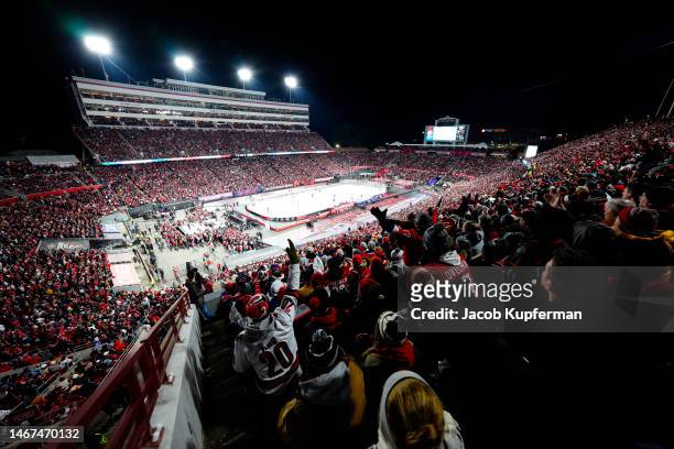 General view during the first period between the Washington Capitals and Carolina Hurricanes in the 2023 Navy Federal Credit Union NHL Stadium Series...