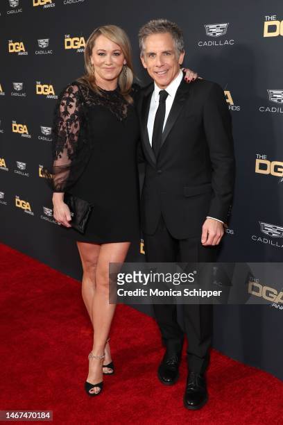 Christine Taylor and Ben Stiller attend the 75th Directors Guild of America Awards at The Beverly Hilton on February 18, 2023 in Beverly Hills,...