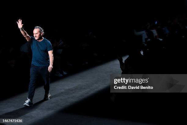 Custo Dalmau walks the runway at the Custo Barcelona fashion show during Mercedes Benz Fashion Week Madrid February 2023 edition at IFEMA on February...