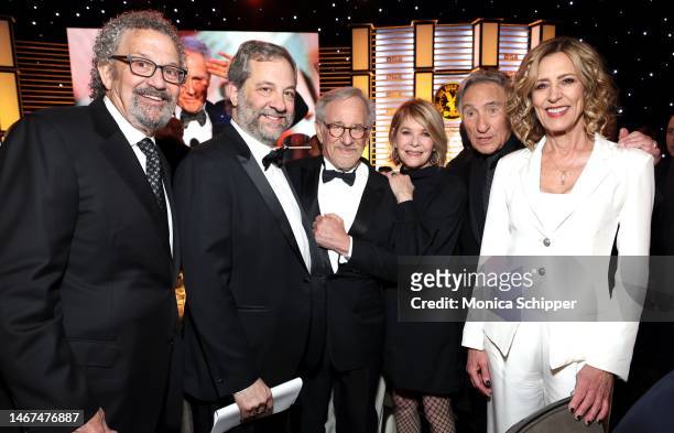 Thomas Schlamme, Judd Apatow, Steven Spielberg, Kate Capshaw, Judd Hirsch and Christine Lahti attend the 75th Directors Guild of America Awards at...