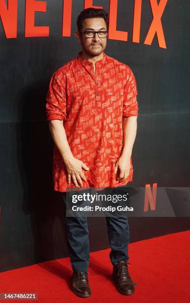 Aamir Khan attends the Netflix Networking bash on February 18, 2023 in Mumbai, India